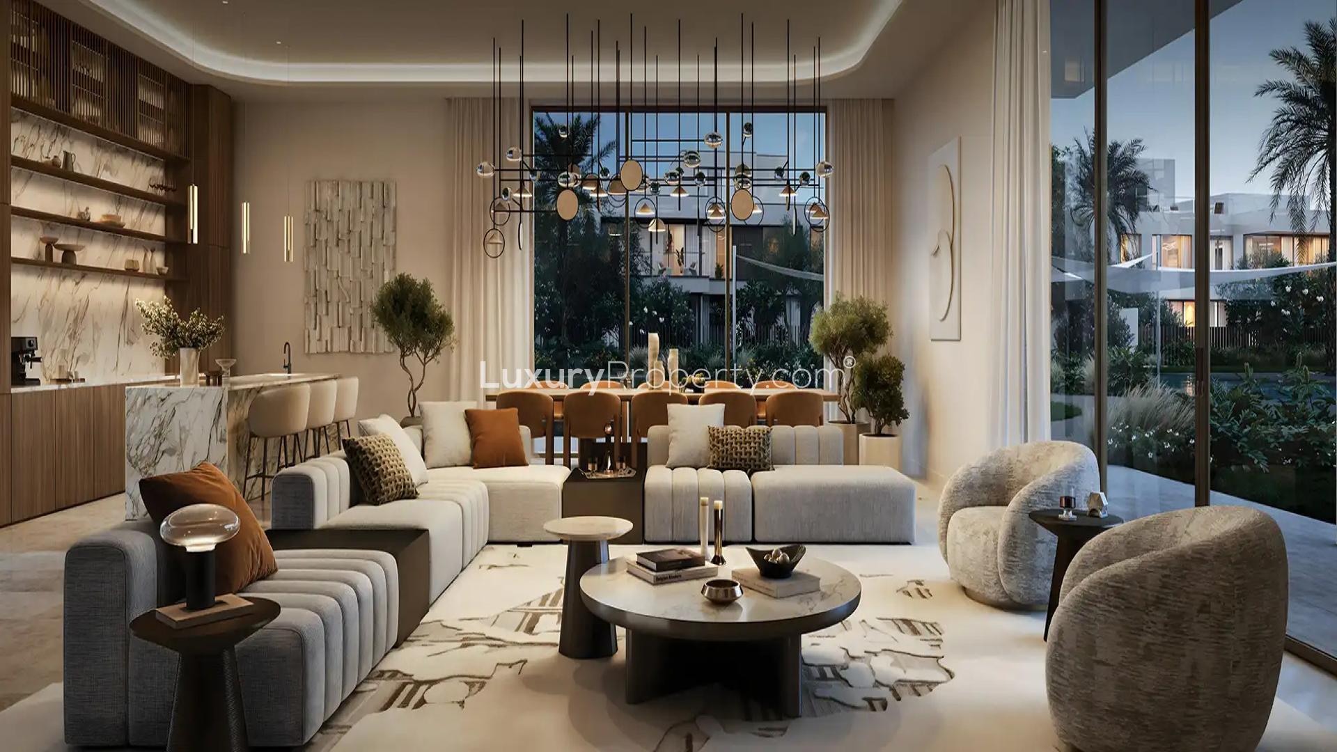 Luxurious villa living room with garden view in The Oasis by Emaar