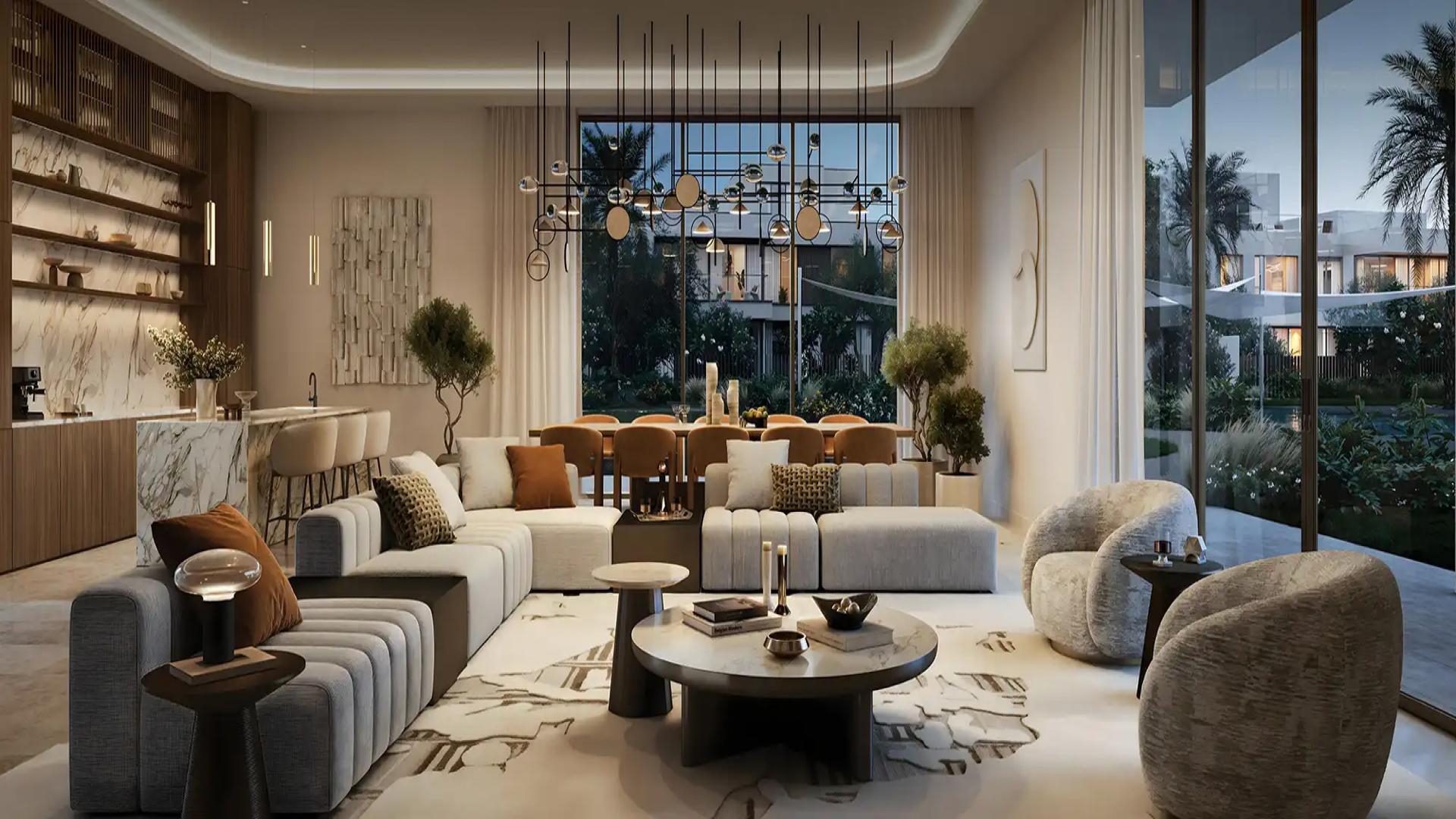 Luxurious villa living room with garden view in The Oasis by Emaar