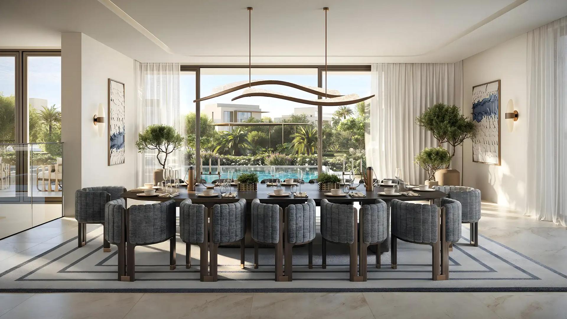 Luxury living room in Address Villas, stylish decor with garden view, The Oasis by Emaar