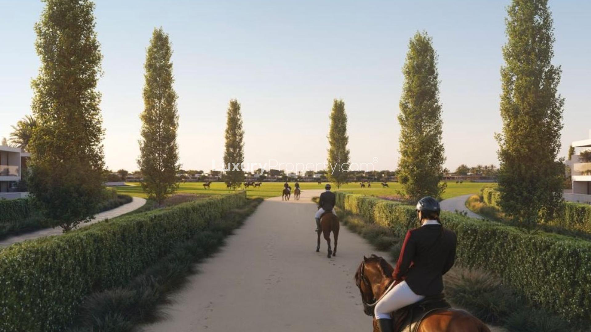 Modern 4-bedroom villa in Selvara, Grand Polo Club, lush garden, family-friendly community