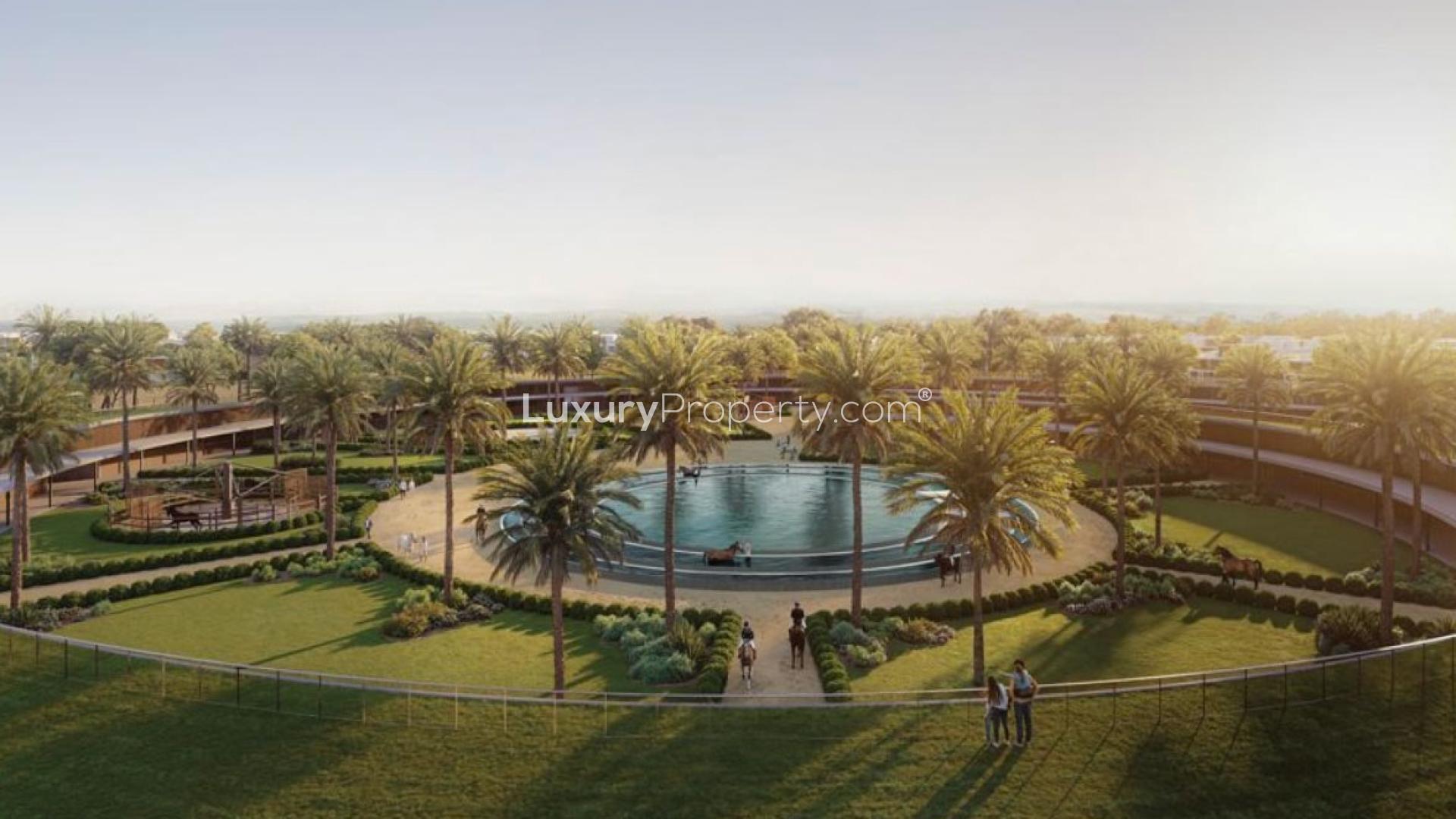 Horseback riders on scenic path at Grand Polo Club and Resort, Selvara community