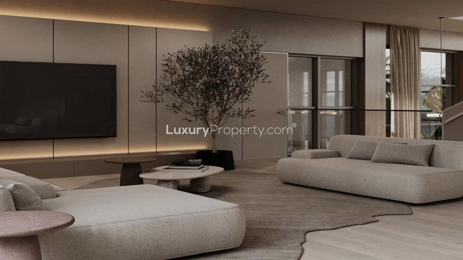 Upgraded villa bedroom with modern decor in Jumeirah Islands, Cluster 27