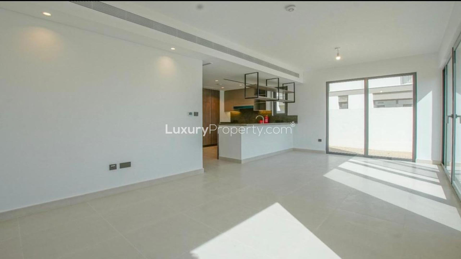 Exterior view of 4-bedroom Aura Villa in Tilal Al Ghaf with private garden space