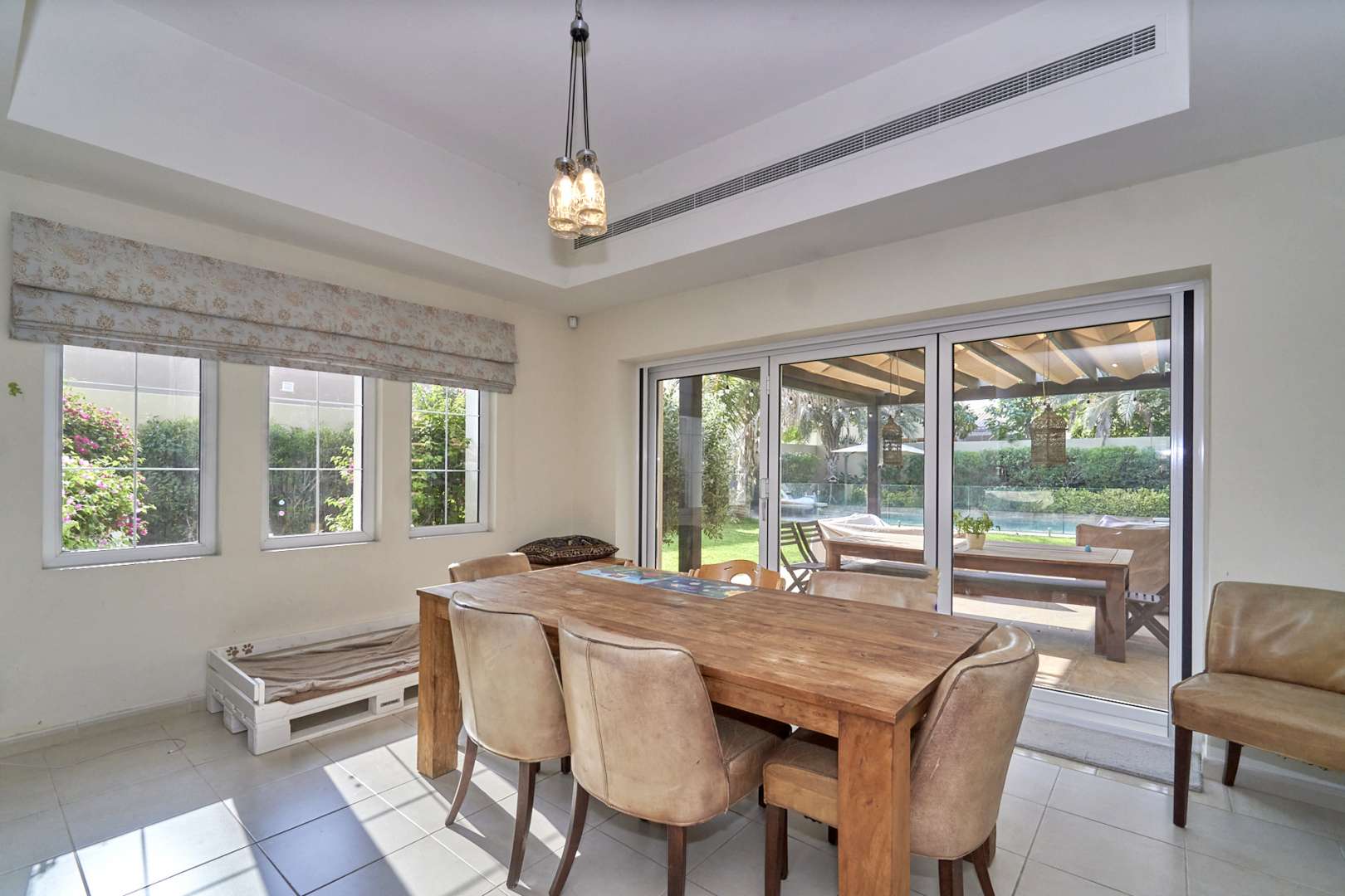 Spacious living room in 4-bedroom Alvorada villa, Arabian Ranches, featuring modern decor