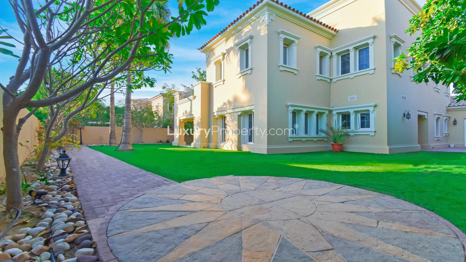 Upgraded 4-bedroom villa exterior in Alvorada, Arabian Ranches, for sale