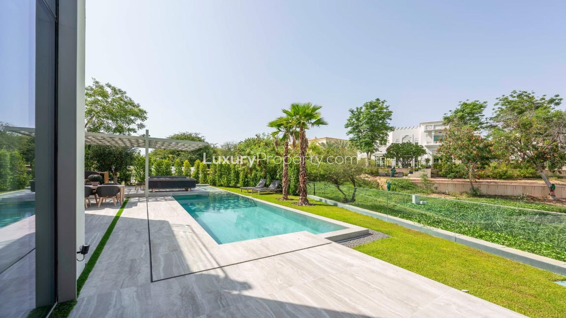 Modern dining area in boutique villa with lake view, Jumeirah Islands Islamic Clusters