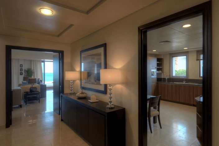 Charming villa interior with elegant staircase at Balqis Residence, Palm Jumeirah, 4-bedroom property