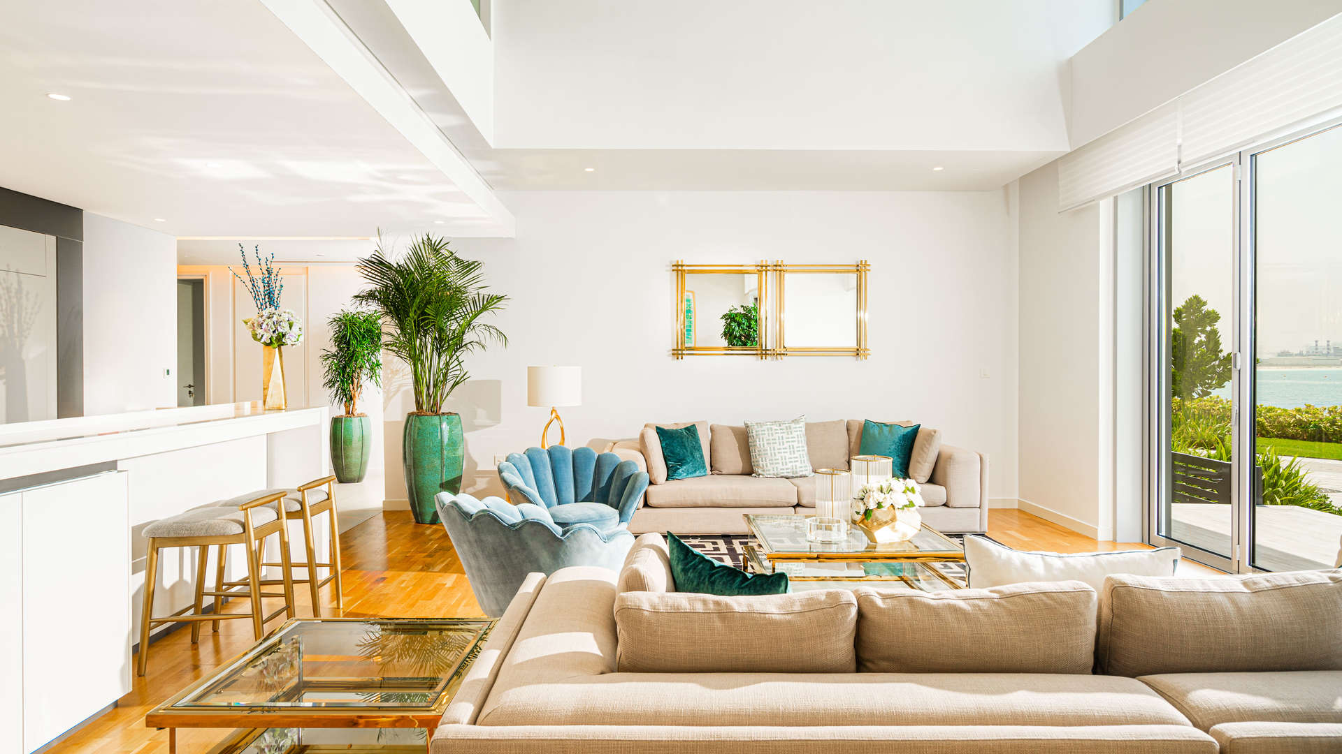 Modern bathroom in Bluewaters townhouse villa with sleek fixtures and elegant decor