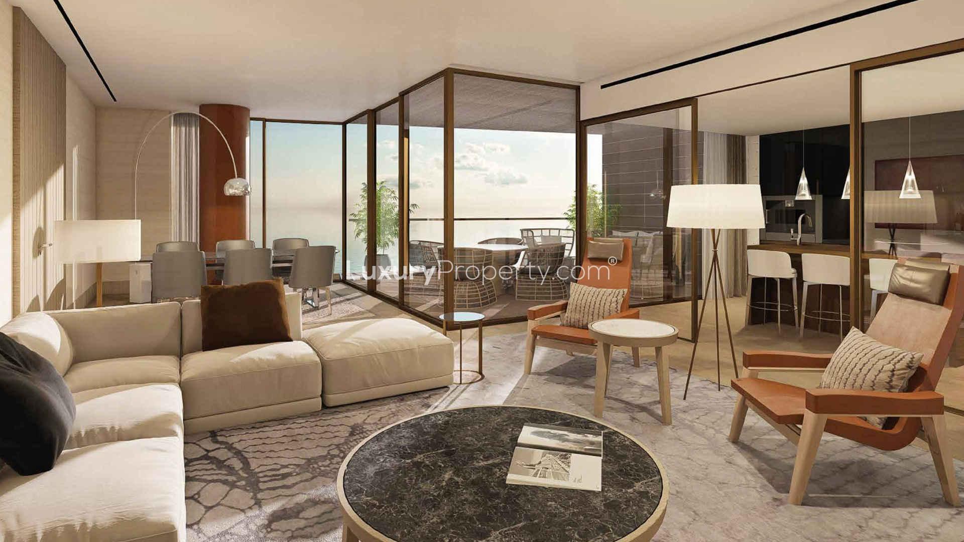 Luxurious villa exterior at Bulgari Resort, Jumeirah Bay Island, showcasing modern architectural design