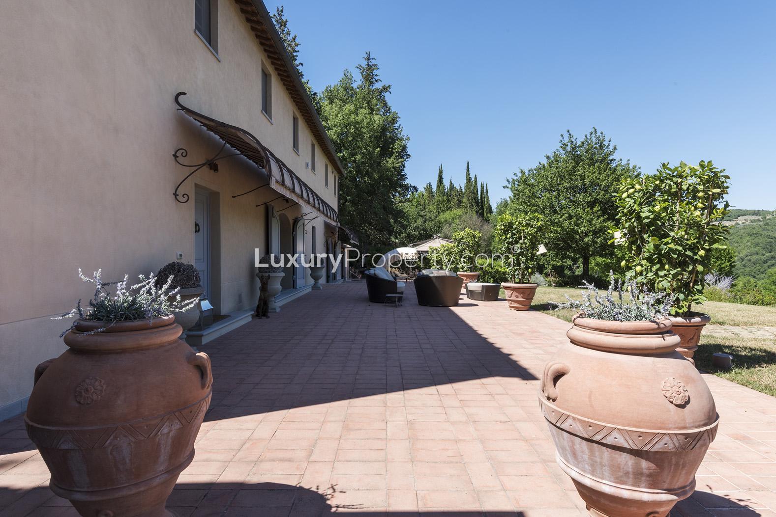Beautiful villa terrace with Tuscan countryside views in Colonica Romantica, Florence