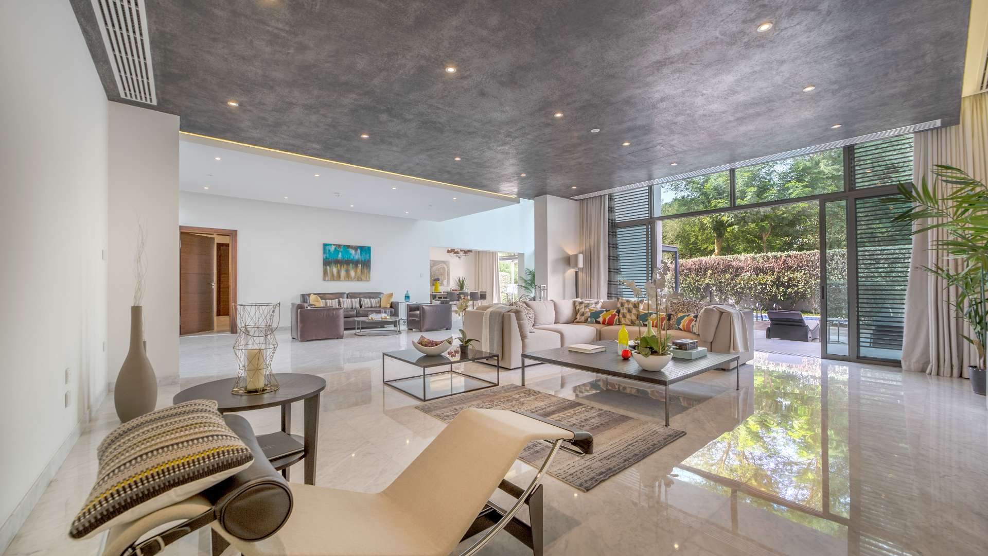 Luxurious open-plan living area in contemporary 4-bedroom villa, District One, Dubai