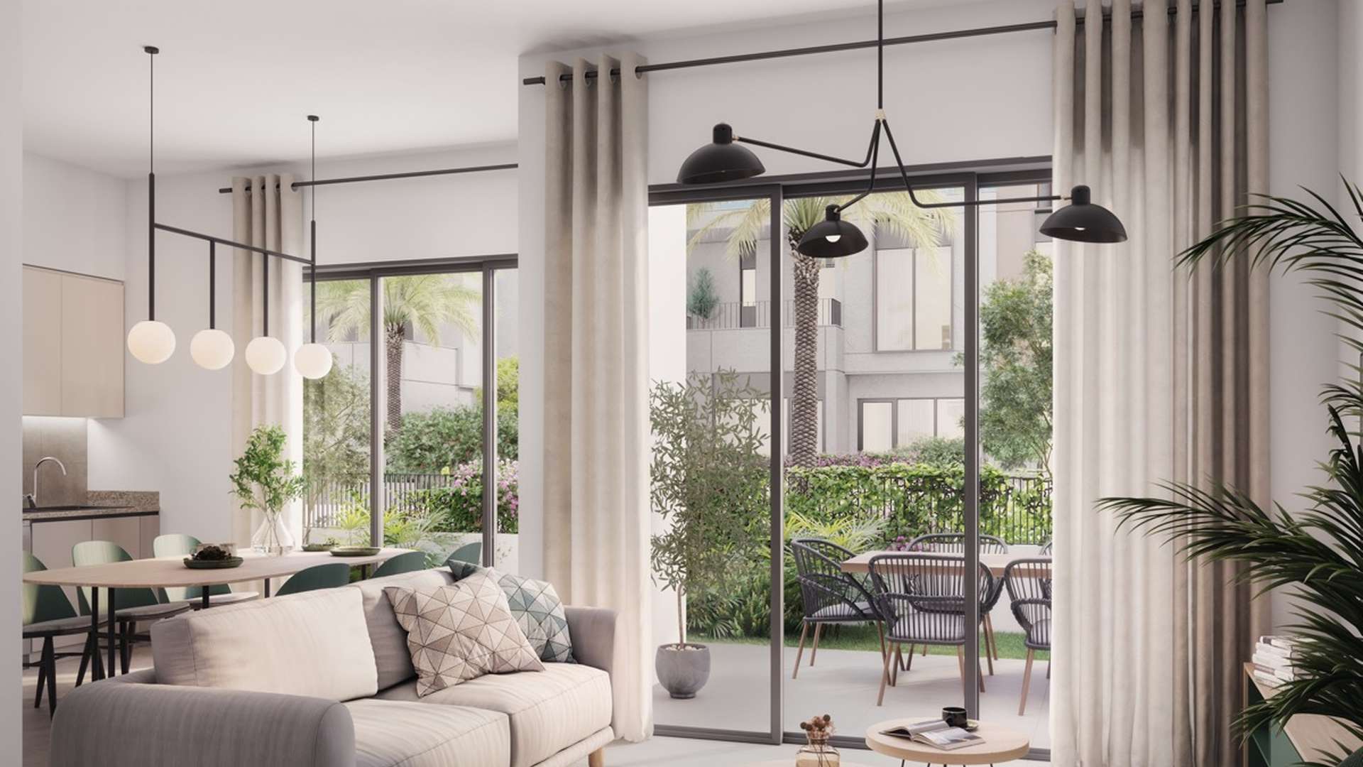 Modern living room in 4-bedroom villa, Greenview 2, Expo Golf Villas, Emaar South