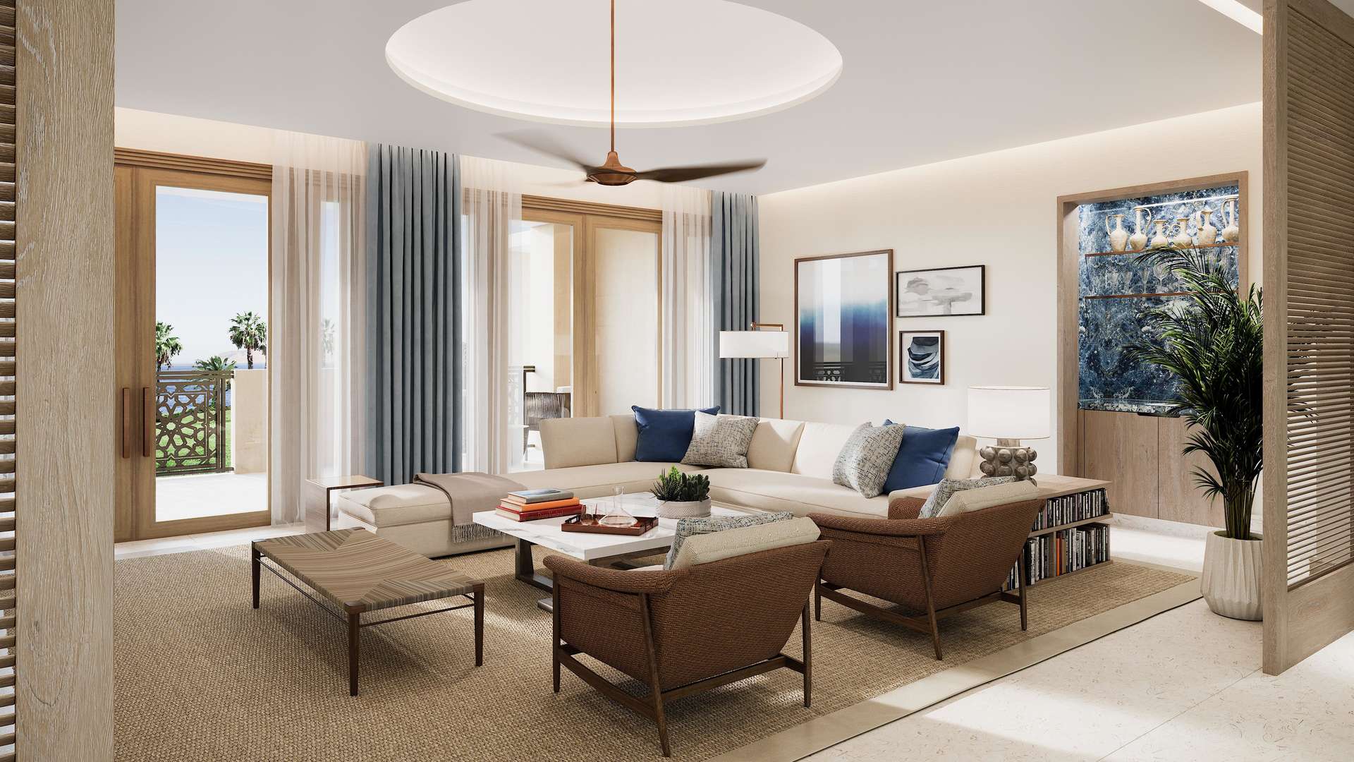 Luxurious living room in 4-bedroom villa, Four Seasons Residences, Sharm el Sheikh, sea view