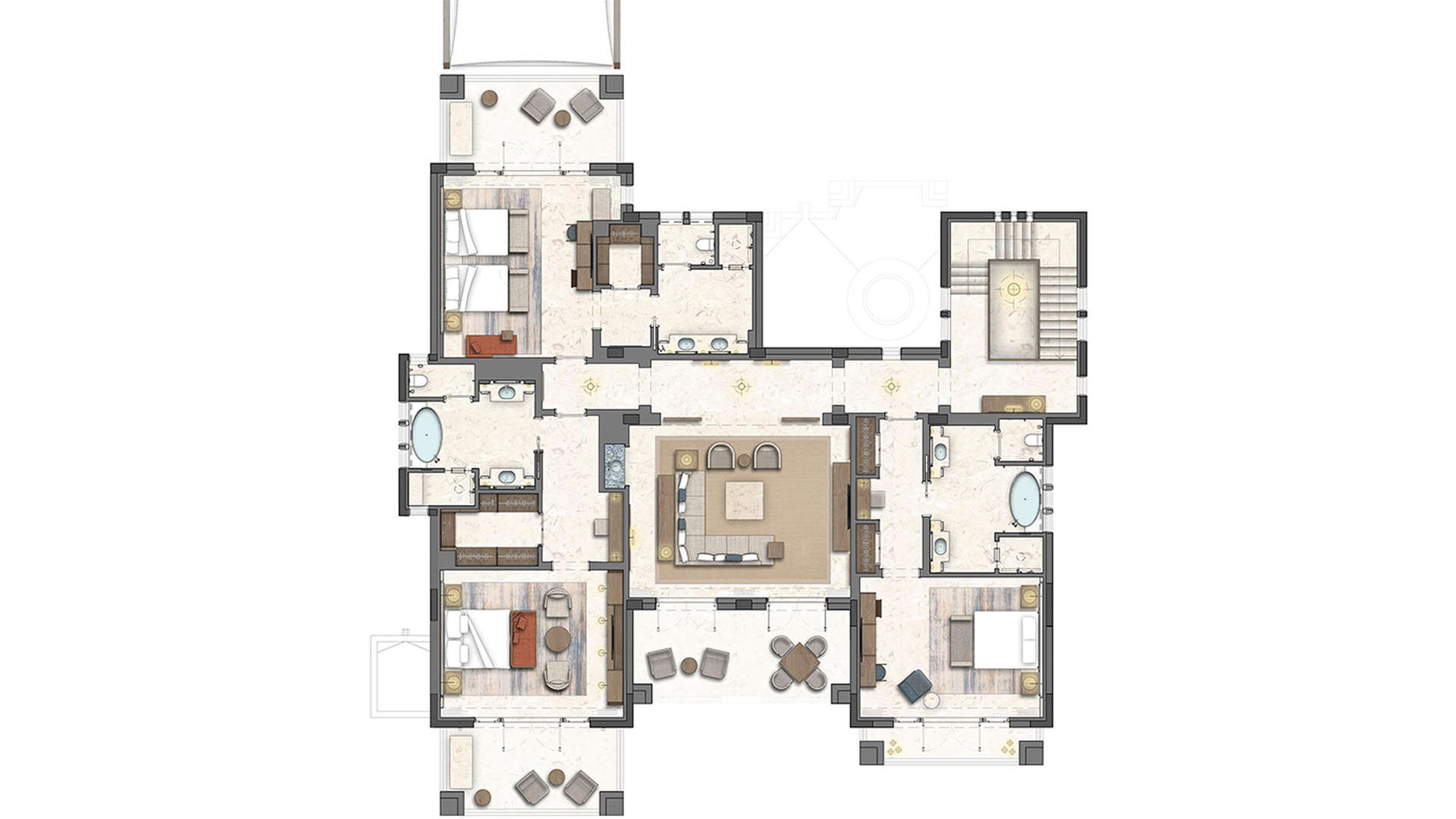 Luxurious living room in 4-bedroom villa, Four Seasons Residences, Sharm el Sheikh, sea view