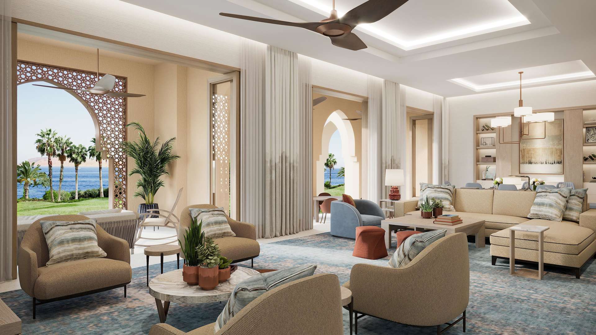 Luxurious living room in 4-bedroom villa, Four Seasons Residences, Sharm el Sheikh
