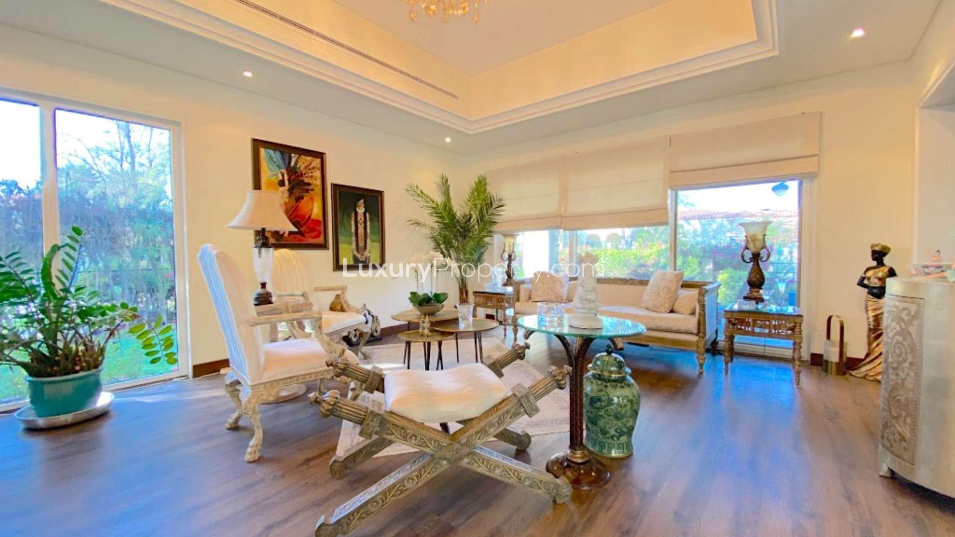 Upgraded villa entrance with garden in Green Community West, corner plot