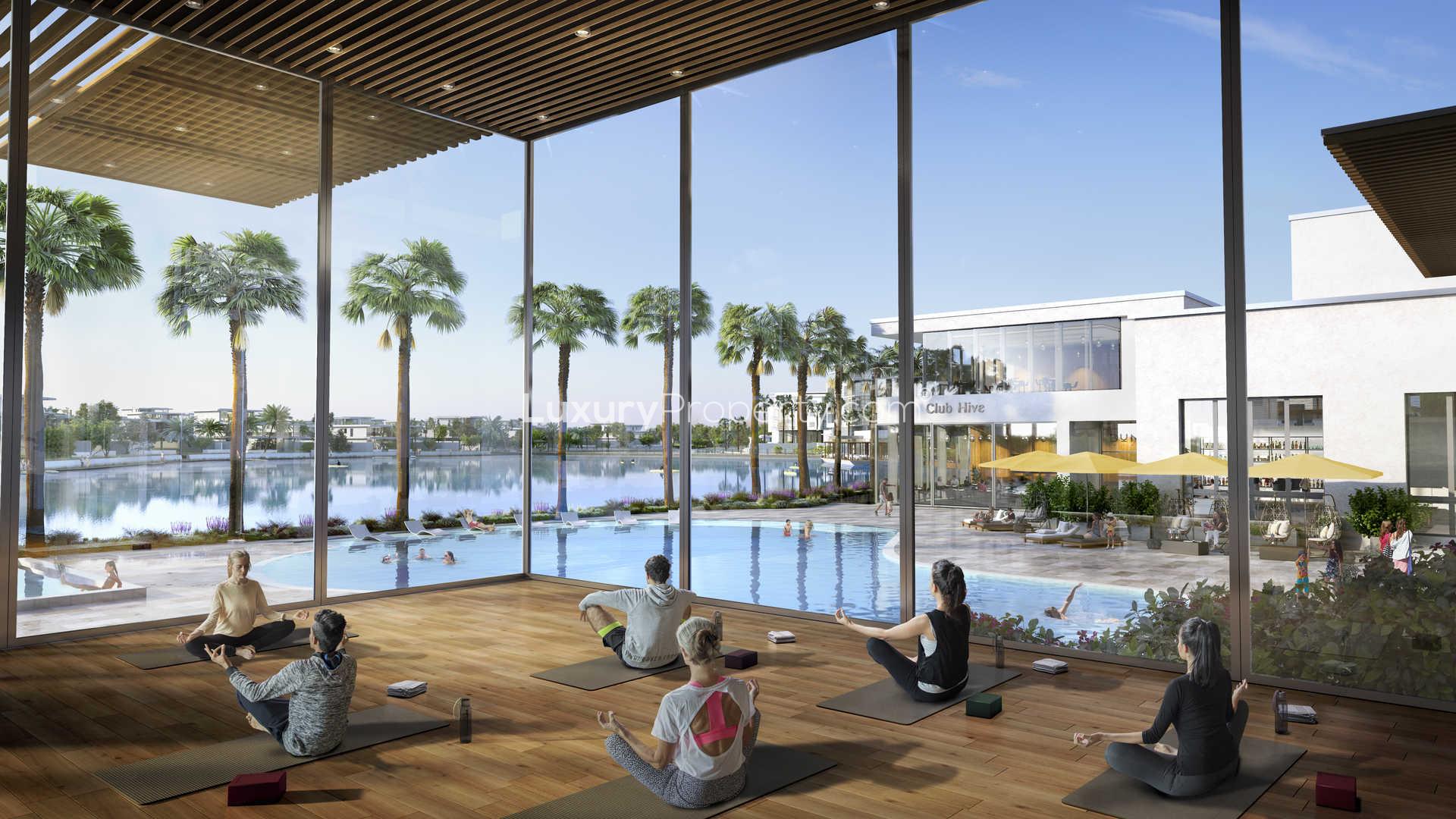 Dining experience at Harmony Bungalow, Tilal Al Ghaf, with scenic villa views at night