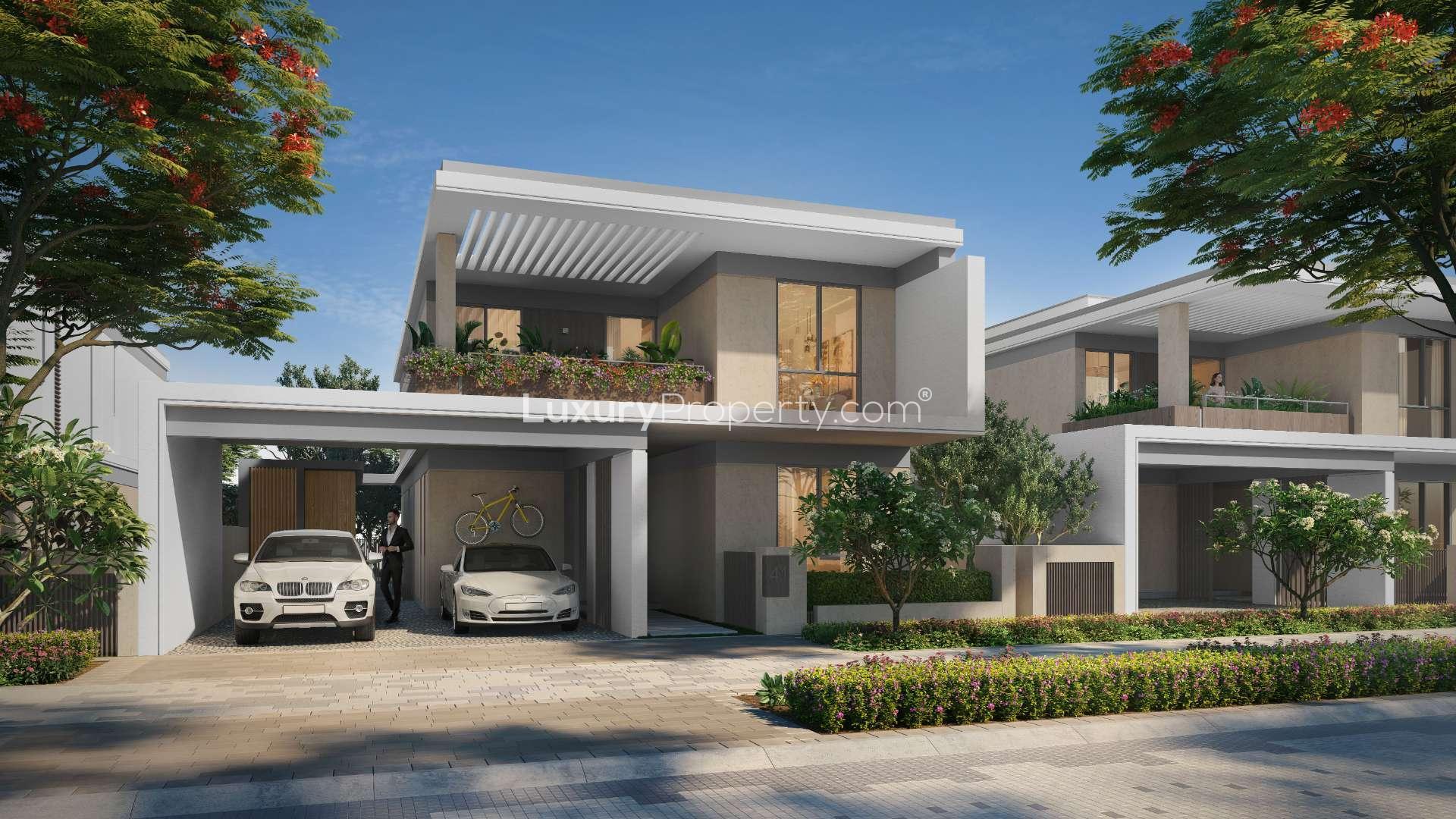 Modern single-row villa with garden suite in Tilal Al Ghaf's Harmony community