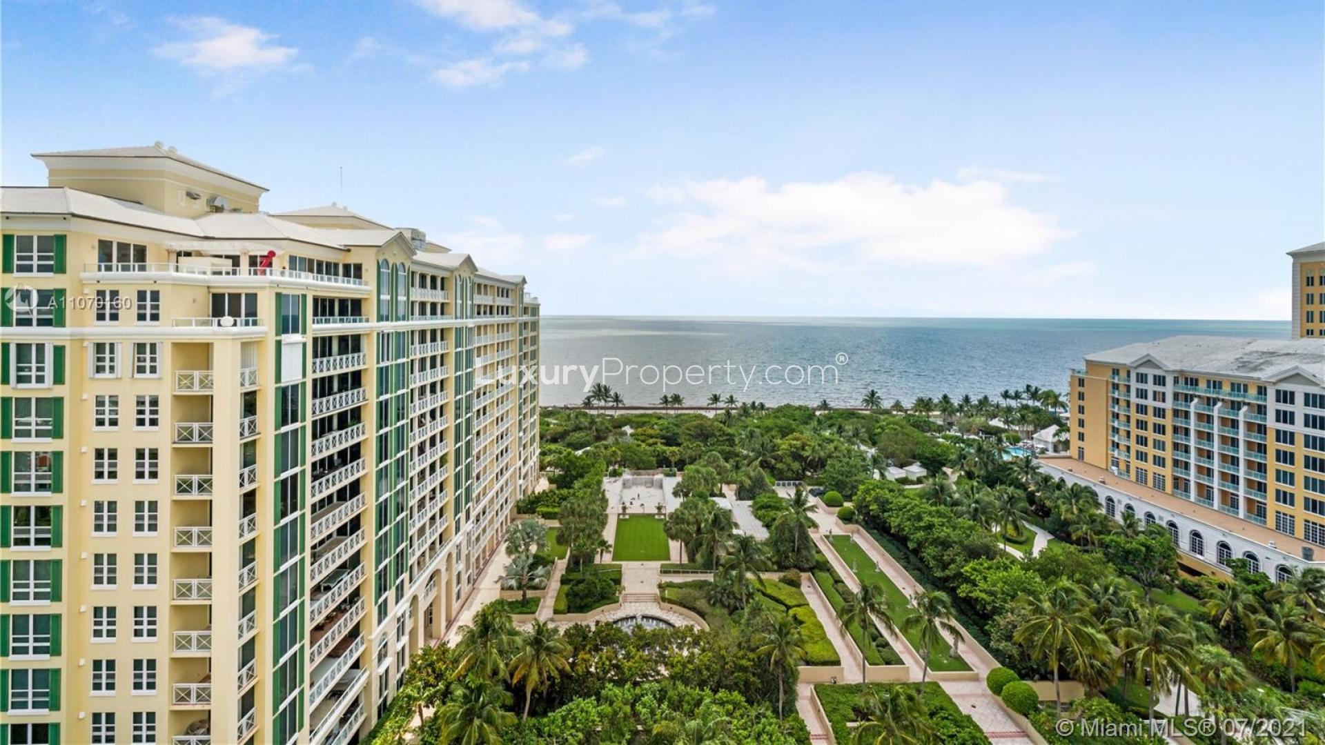Luxurious living room in modern four-bed penthouse, Key Biscayne, Miami, Florida