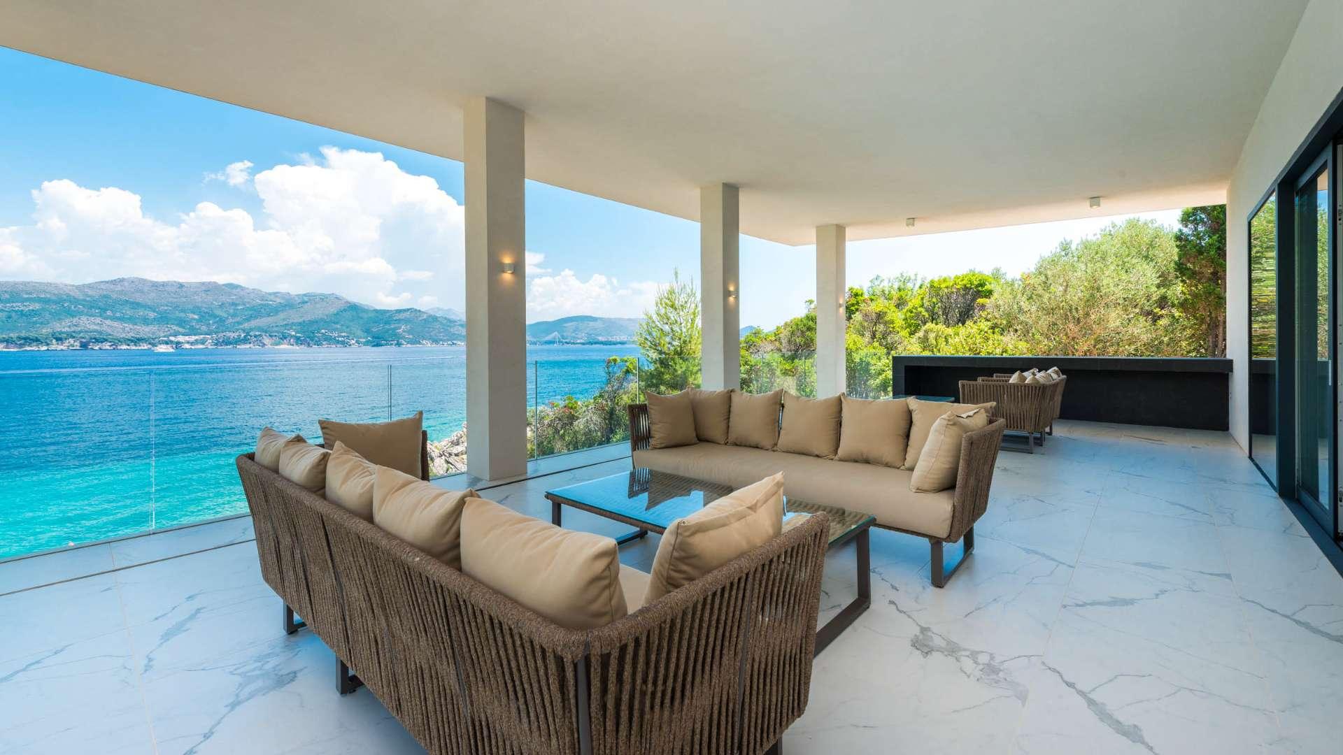 Aerial view of Villa Elaphos, luxury estate on Kolocep Island, Dubrovnik, Croatia