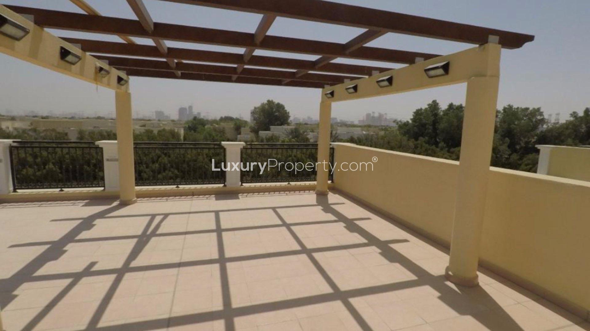 Bright living room with large windows in Jumeirah Park villa, Dubai