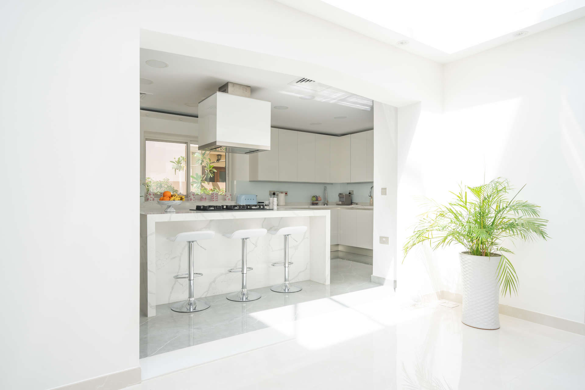 Skylight view in upgraded Jumeirah Golf Estates villa, Earth community, bright natural lighting