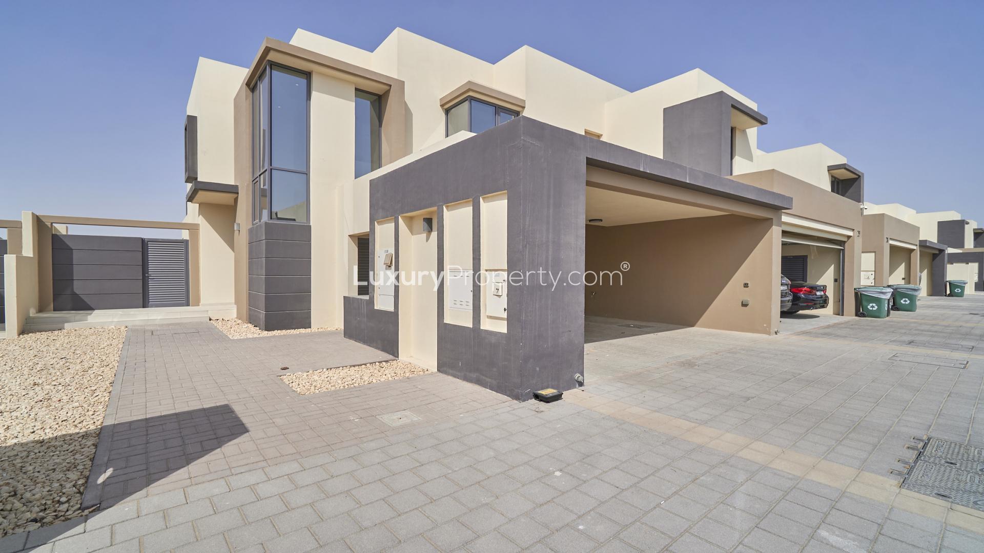 Single Row 2E Villa, Maple at Dubai Hills Estate, front view with garage, for sale