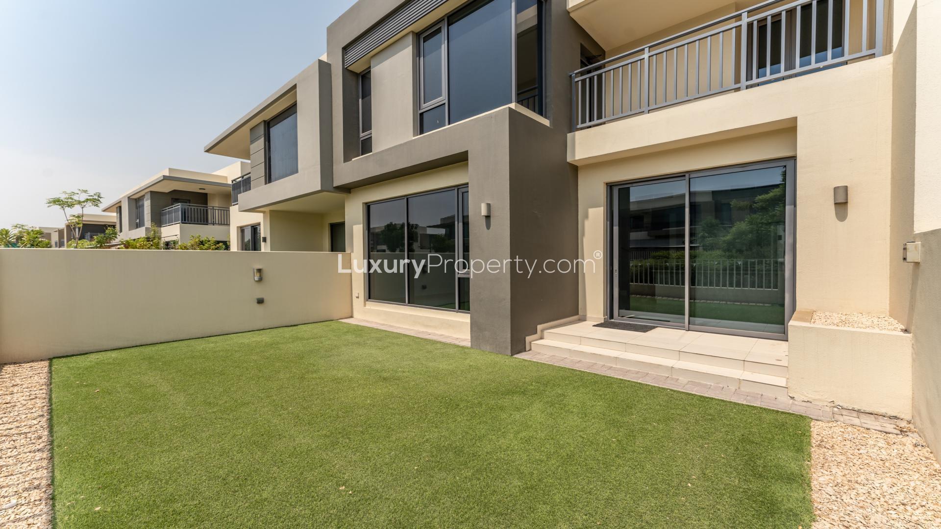 Exterior view of backyard in Maple at Dubai Hills Estate villa for sale