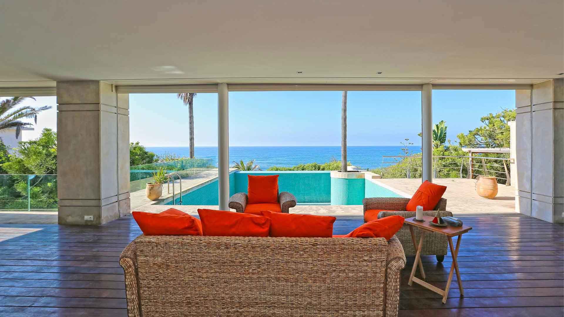 Luxurious open-plan living area with ocean view in Villa Bellevue Atlantique, Rabat