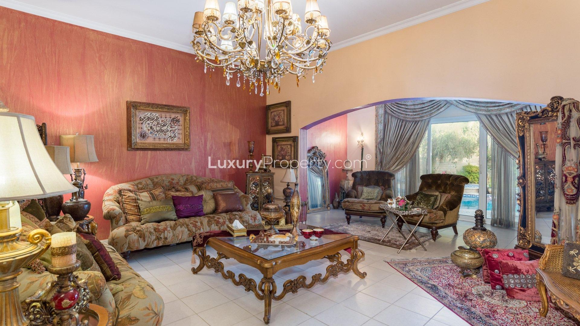 Family villa with lush garden and swimming pool in Meadows community, for sale