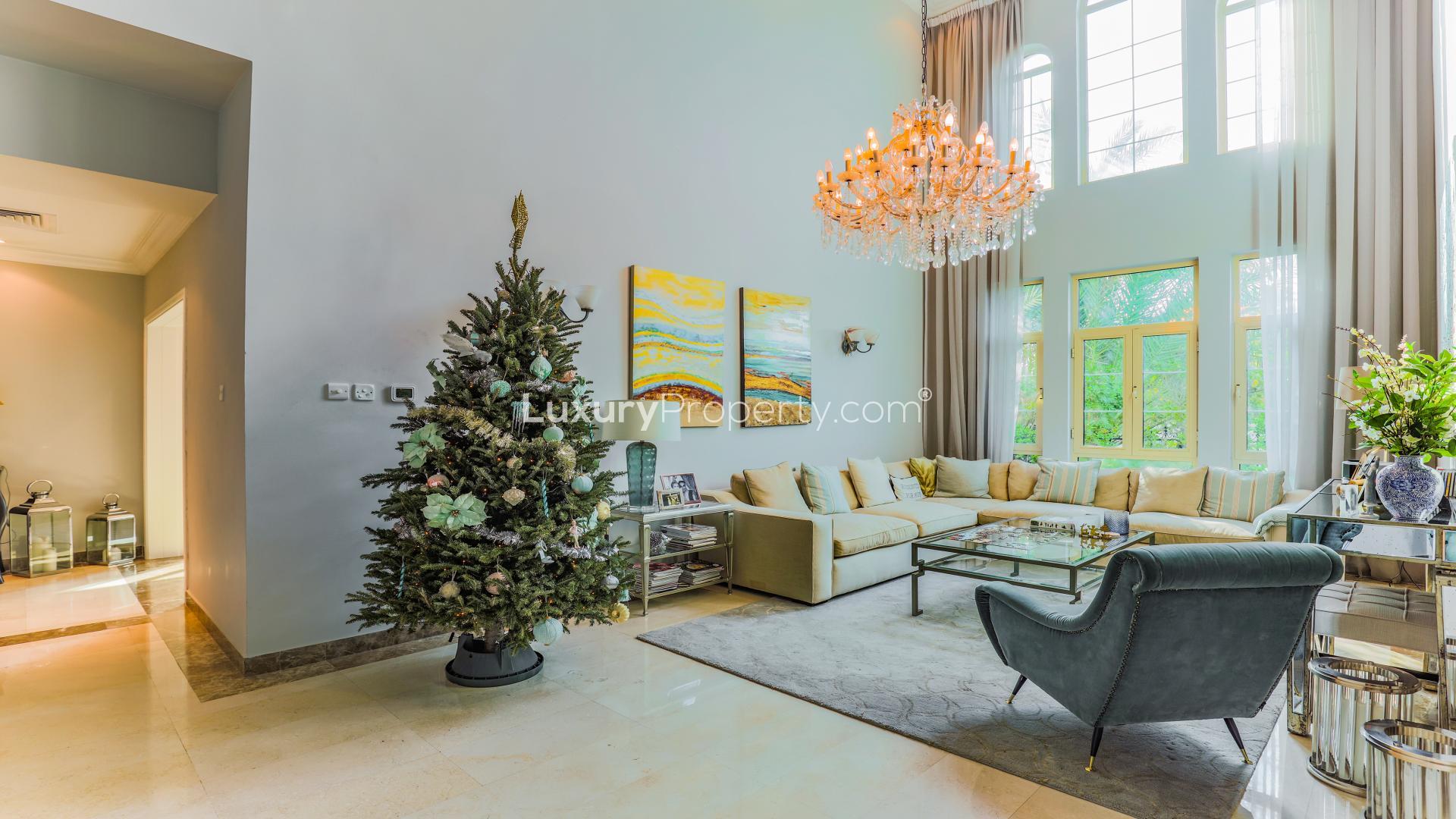 Spanish-Inspired Villa with Lush Garden and Driveway in Jumeirah Islands Mediterranean Clusters