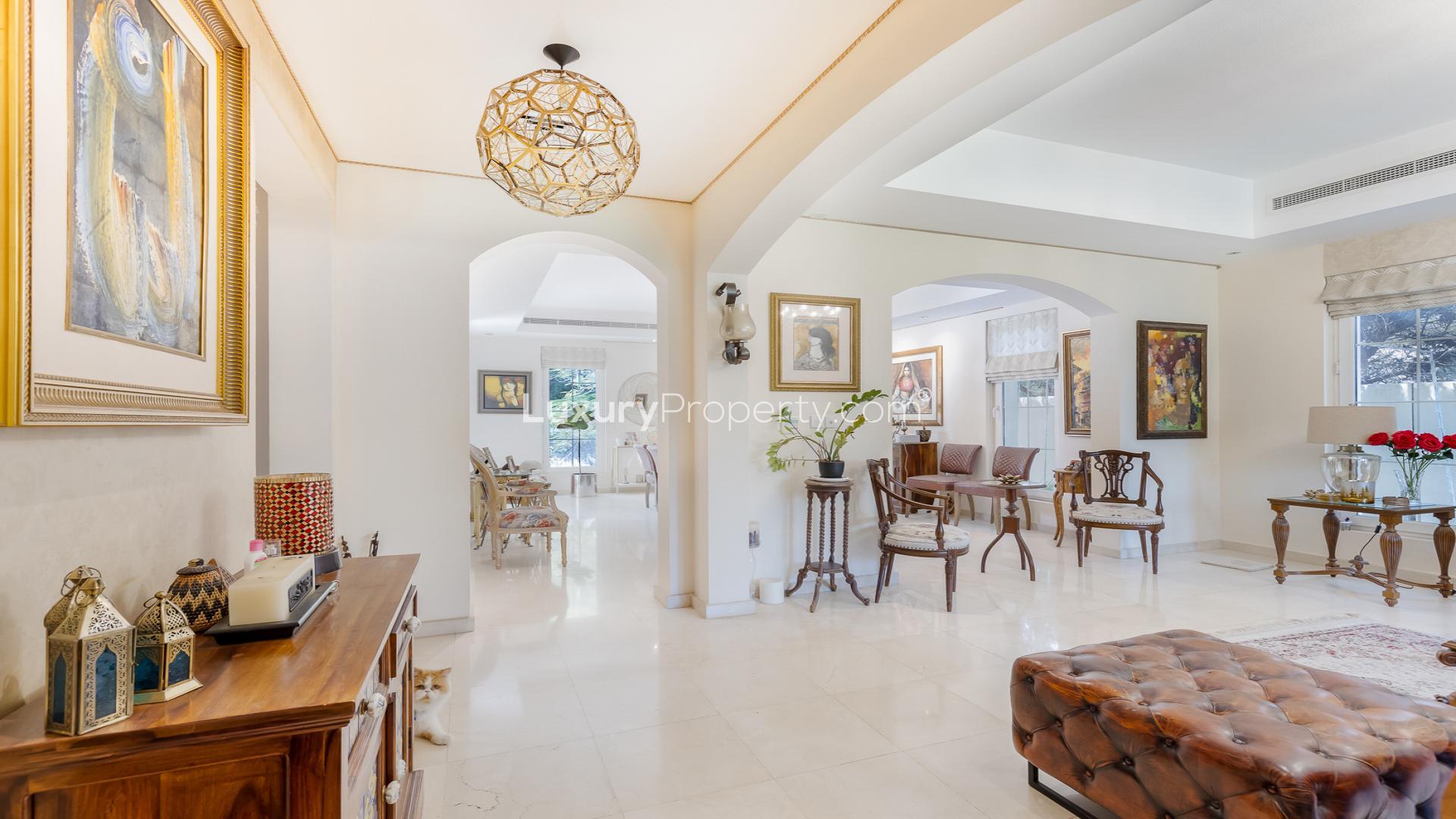 Entrance of 4-bedroom villa in Mirador La Coleccion, Arabian Ranches with elegant decor