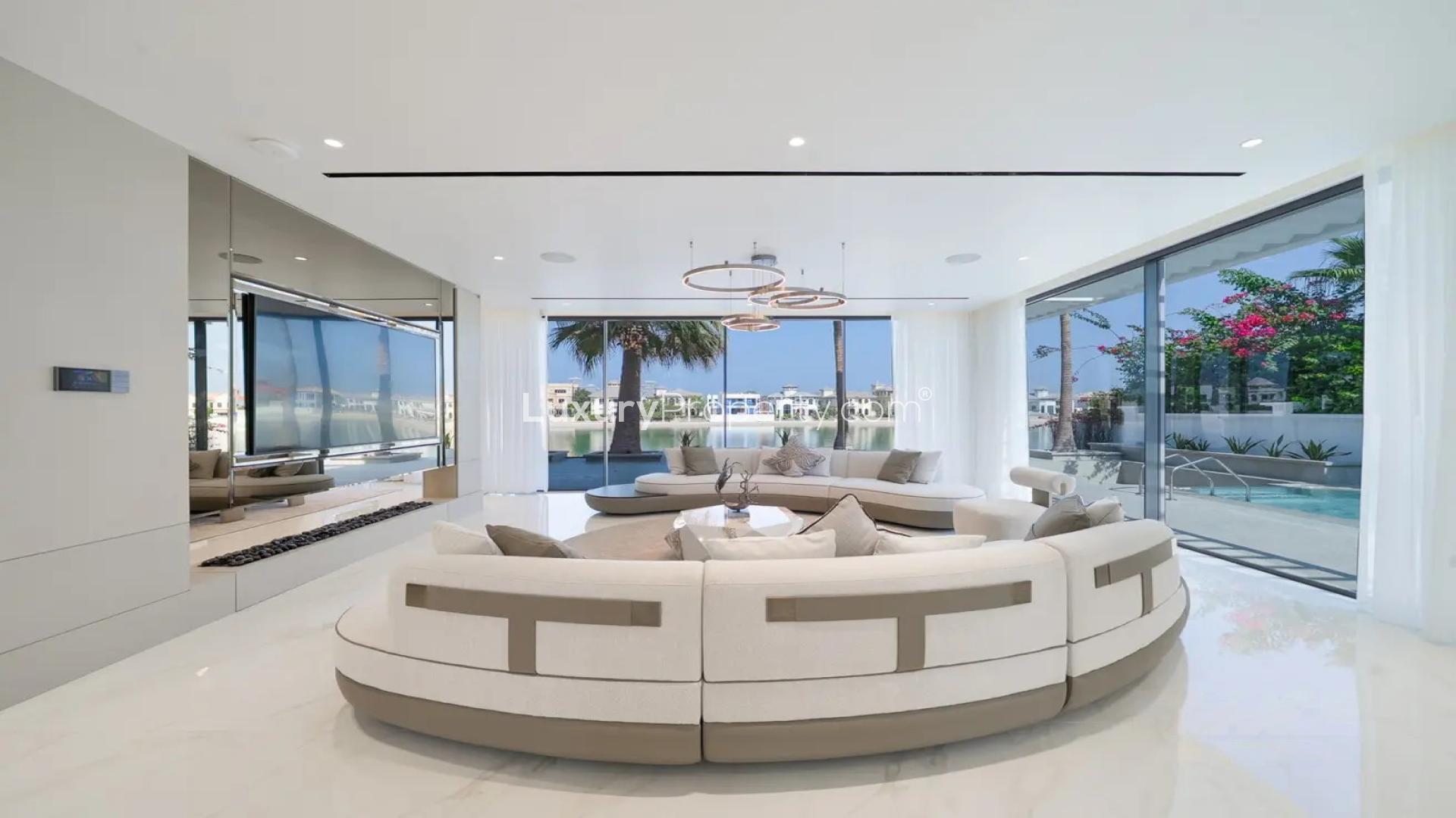 Brand new Palm Jumeirah villa with modern design, ample natural light, and sunset views