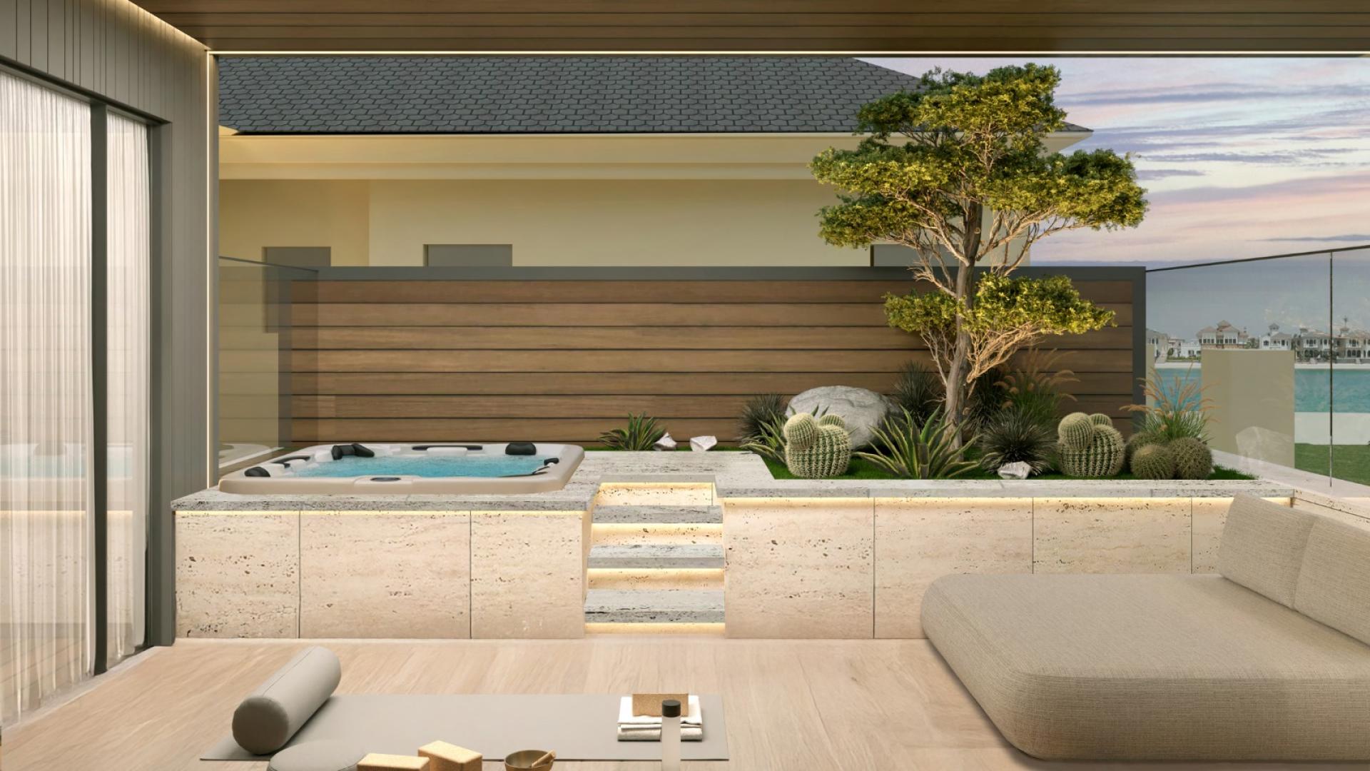 Luxurious living area in Palm Jumeirah Garden Homes villa, featuring modern open-plan design