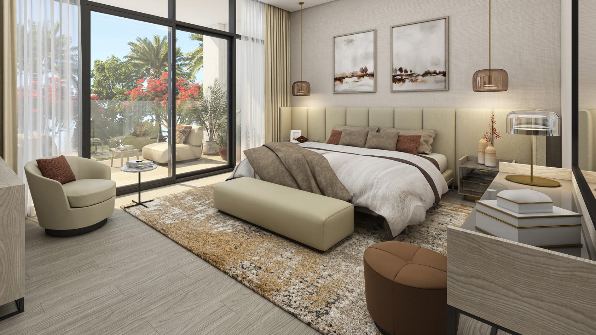 Contemporary living room in Al Furjan villa, featuring modern decor and open dining area