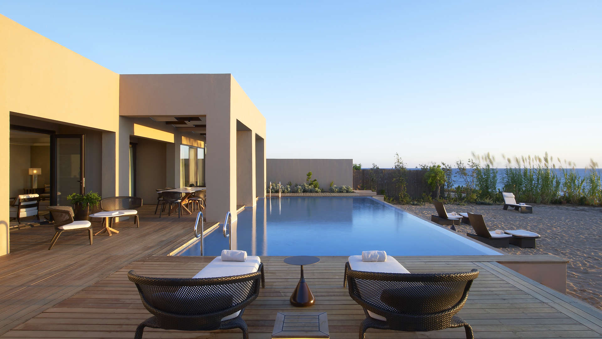 Luxurious villa with infinity pool overlooking sea in Navarino Residences, Peloponnese, Greece