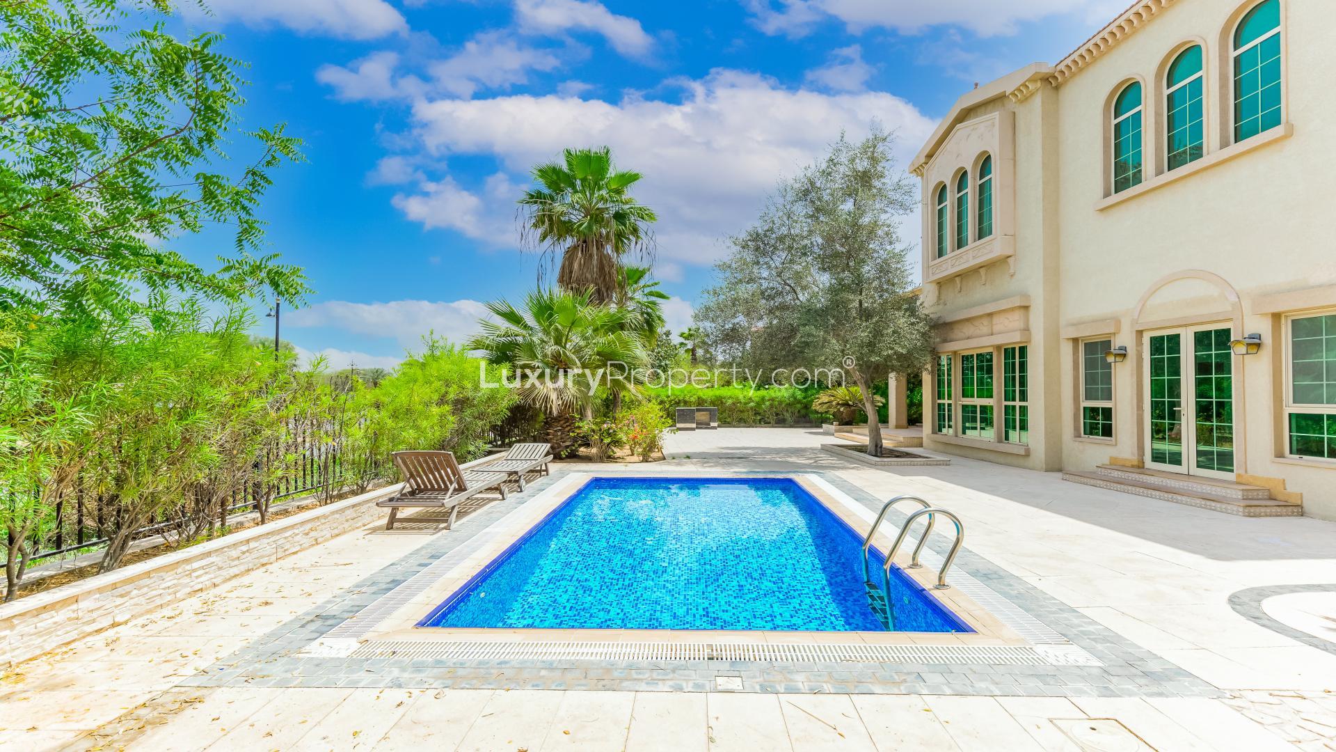 Spacious four-bedroom villa exterior in Oasis Cluster, Jumeirah Islands, for sale