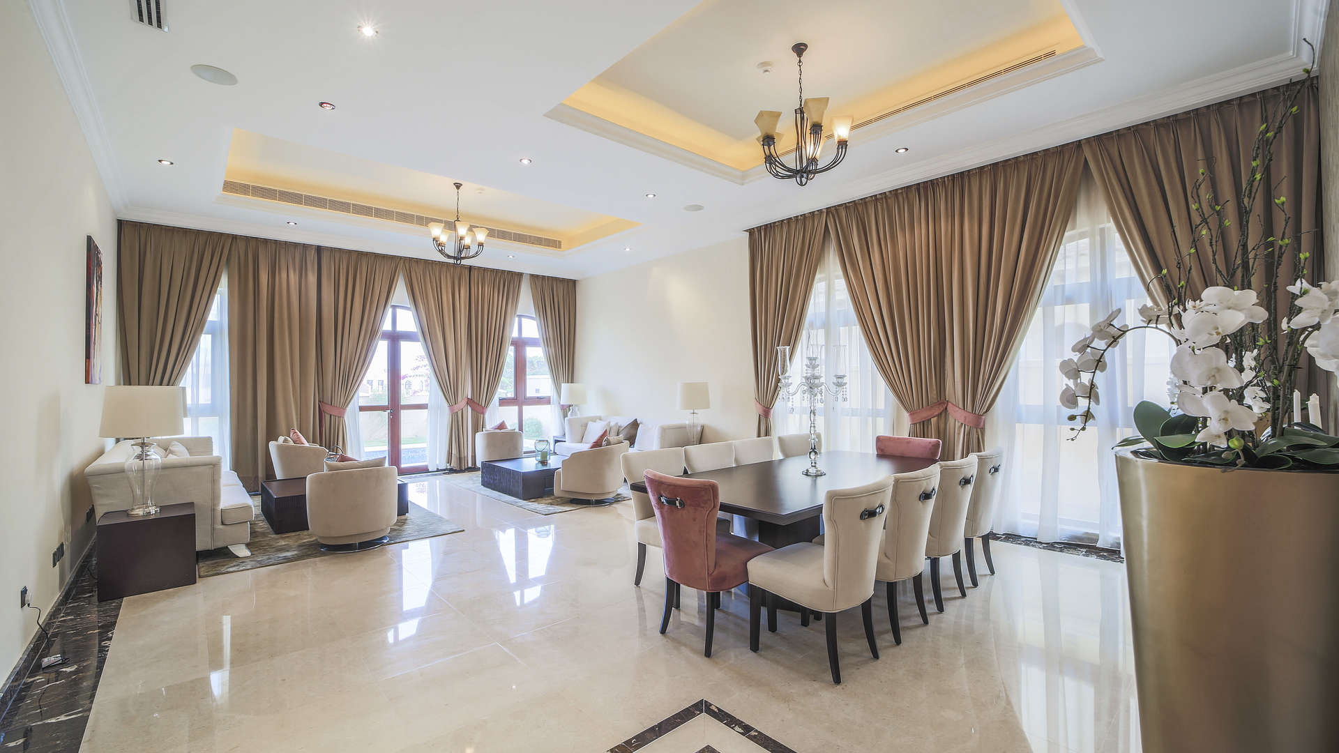 Tuscan-style villa exterior in Orange Lake, Jumeirah Golf Estates, featuring four bedrooms