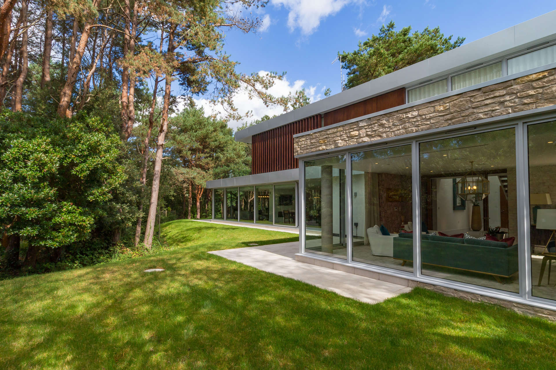 Luxury villa dining area with forest views, Canford Cliffs, Sandbanks, Dorset