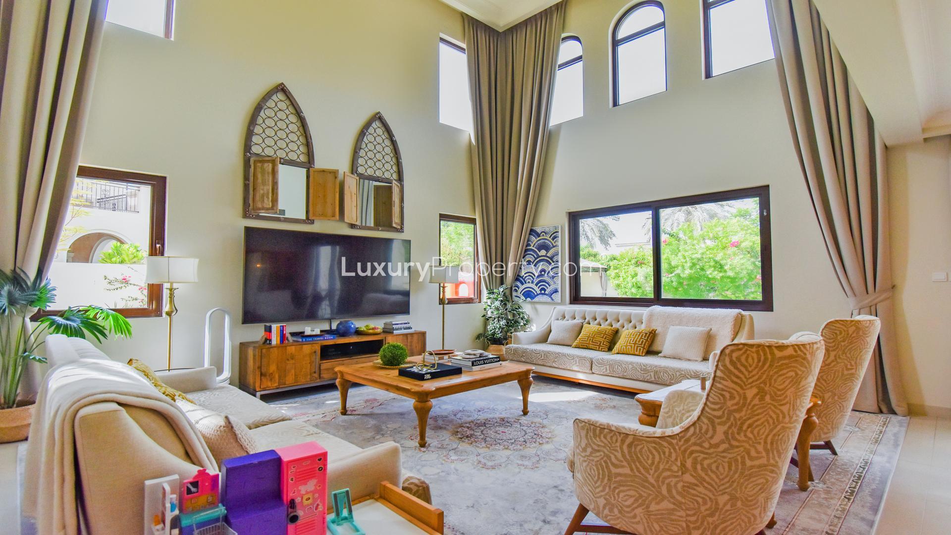 Immaculate living room in Rosa villa, Arabian Ranches 2, featuring elegant furnishings and decor