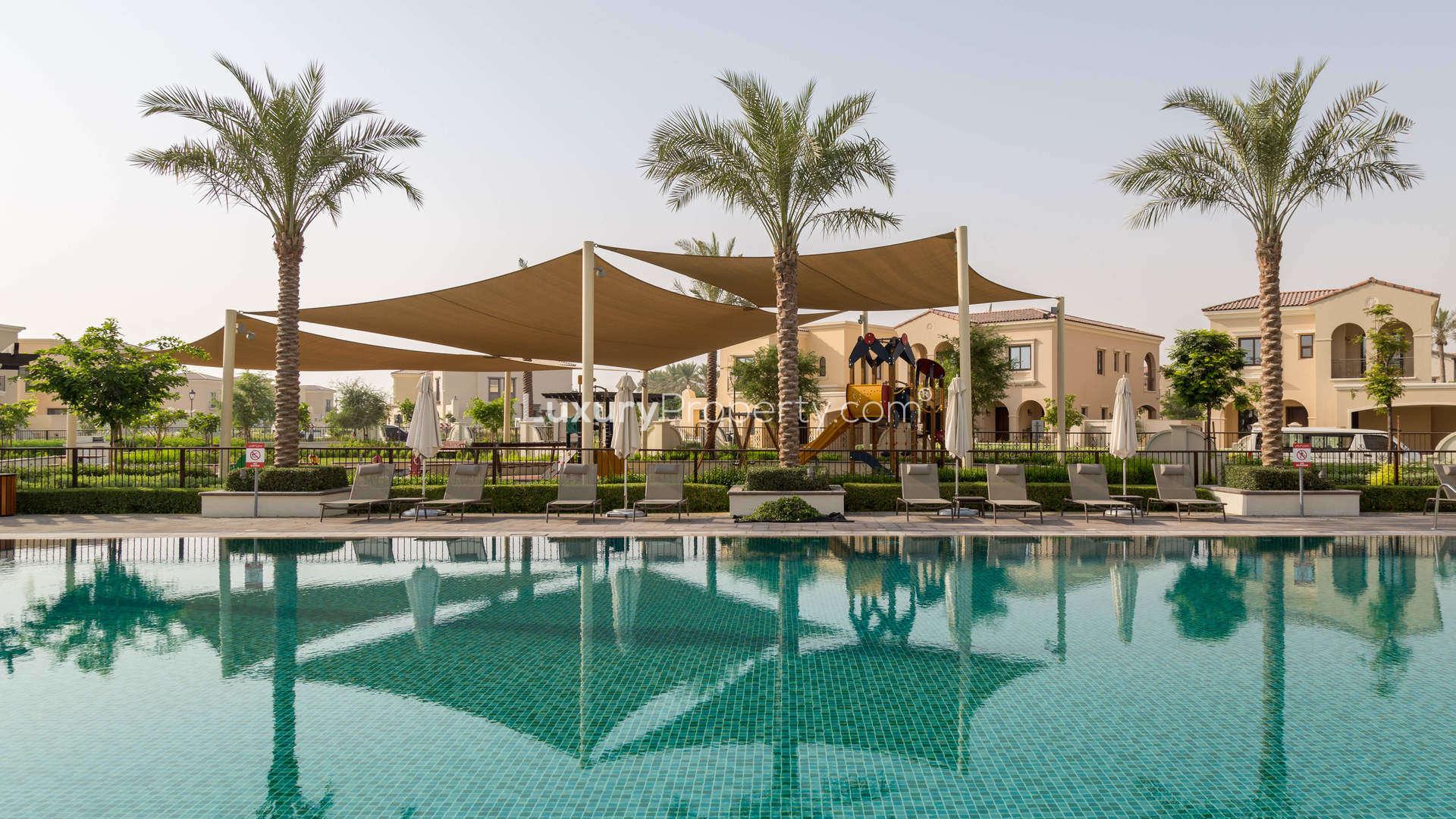 Beautiful garden view at 4-bedroom villa, Rosa Arabian Ranches 2, Dubai