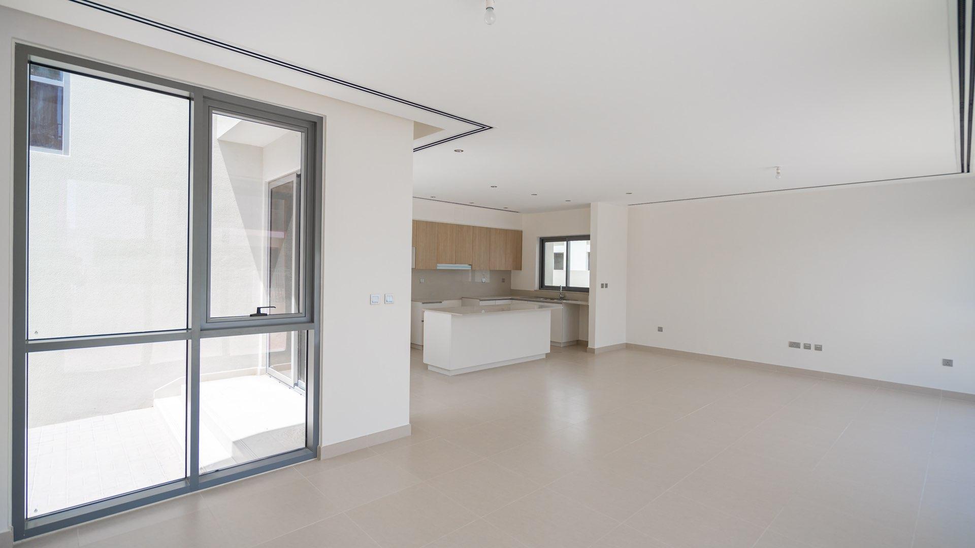 Modern kitchen and living area in 4-bedroom villa, Sidra, Dubai Hills Estate