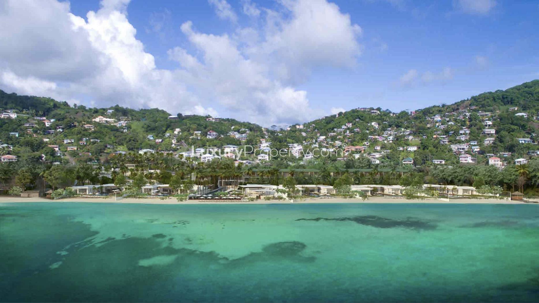 Luxurious beachfront villa interior with pool view, Silversands Beachfront Villas, Grenada