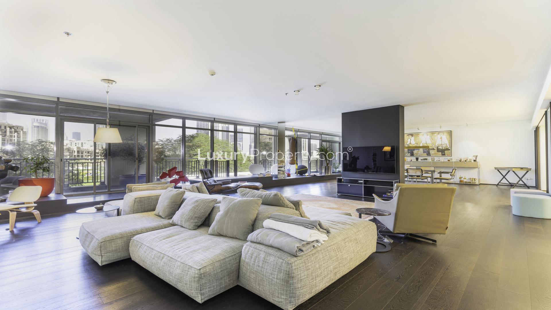 Fully renovated living room in Downtown Dubai villa, spacious and modern design, South Ridge