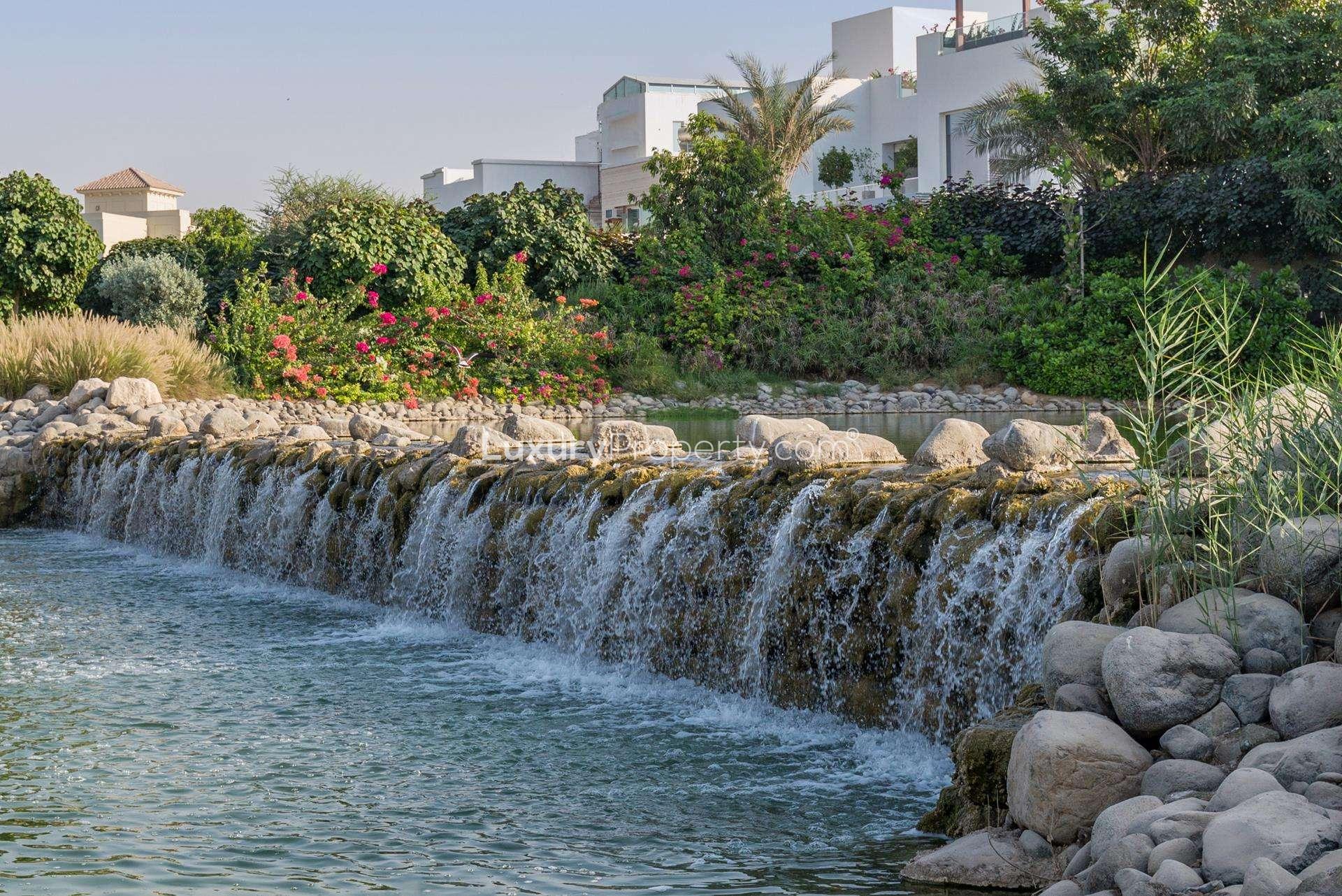 Outdoor seating area at luxury villa in The Nest, Al Barari, Dubai