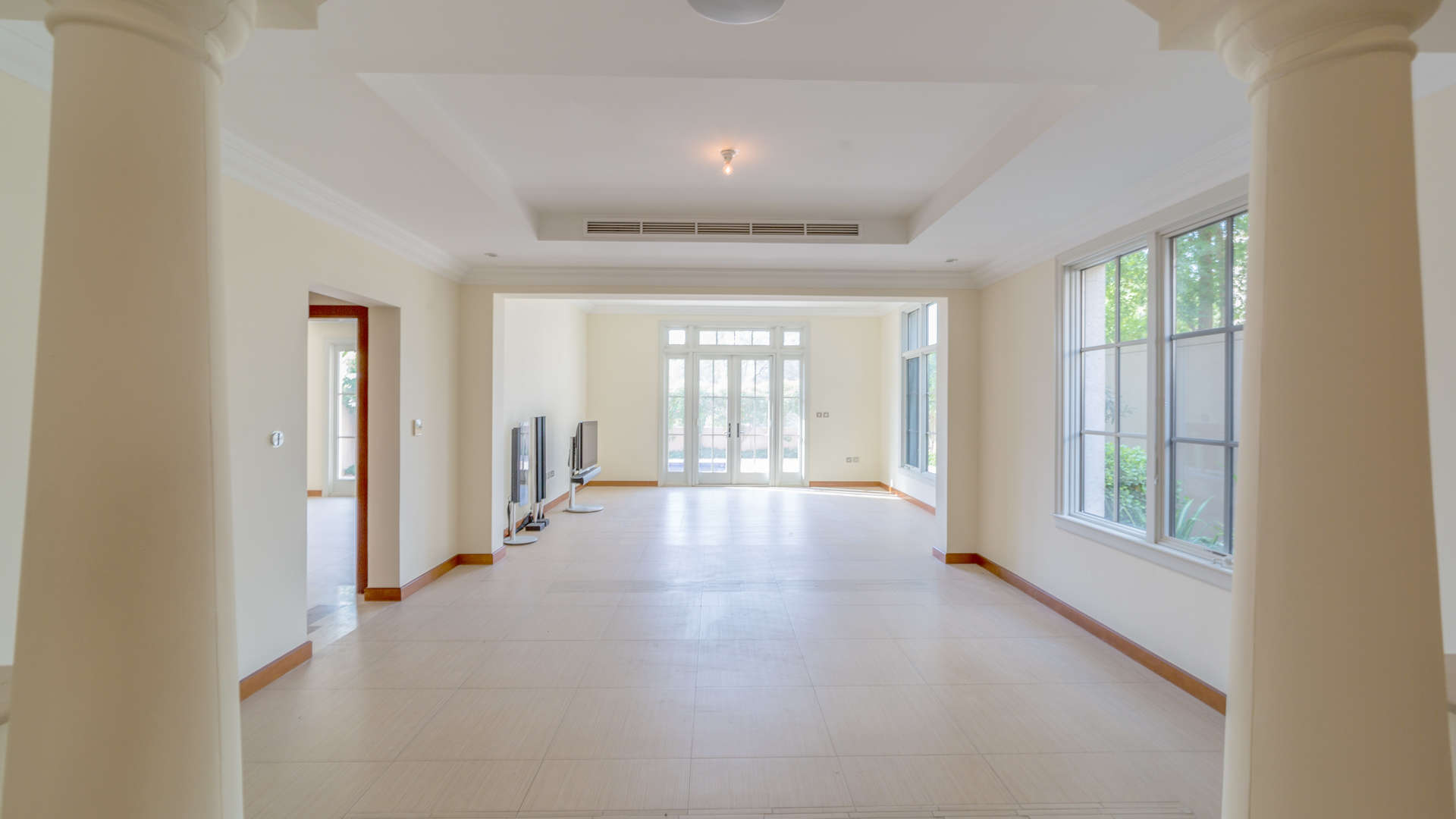 Luxurious villa exterior with garage in Jumeirah Golf Estates, Earth community, for sale