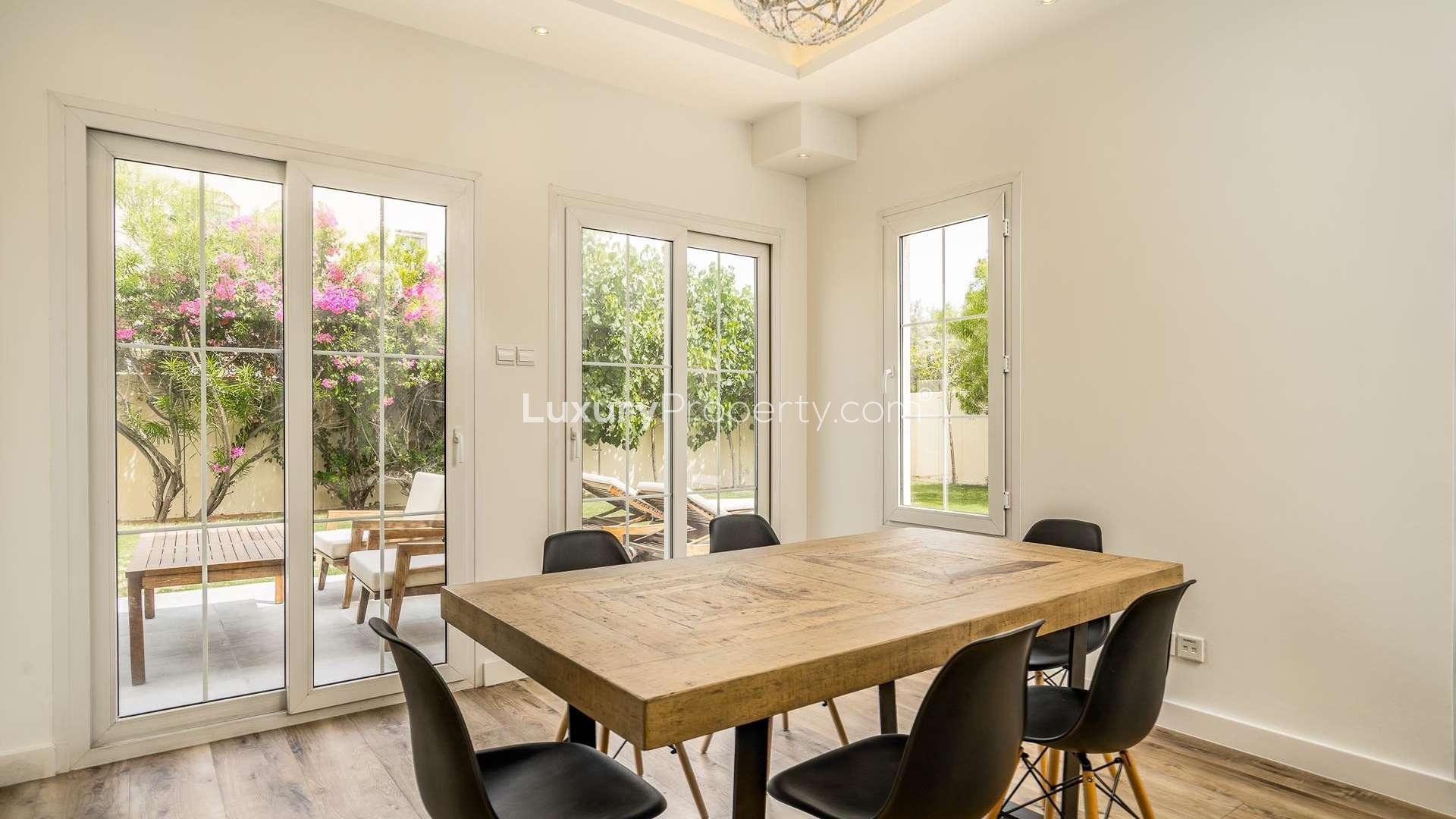 Bright hallway with wooden flooring in renovated villa, The Lakes, Dubai
