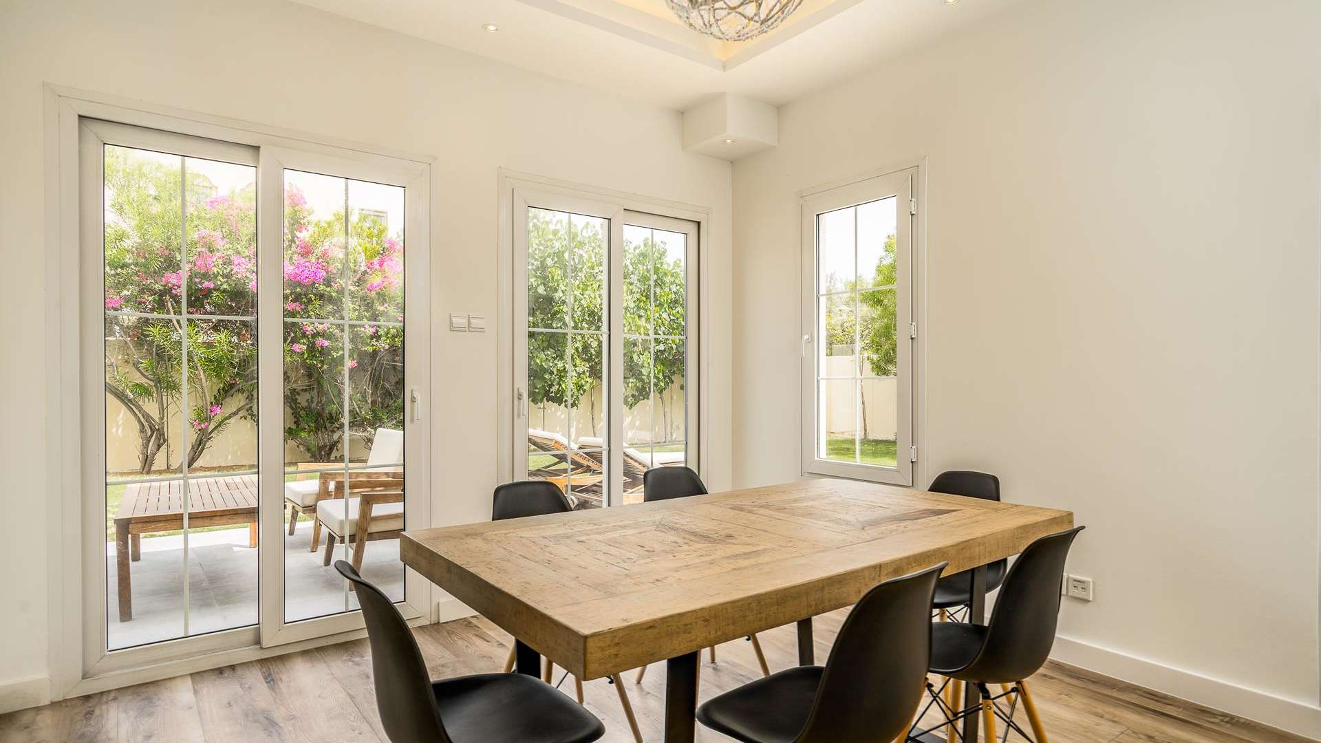 Bright hallway with wooden flooring in renovated villa, The Lakes, Dubai