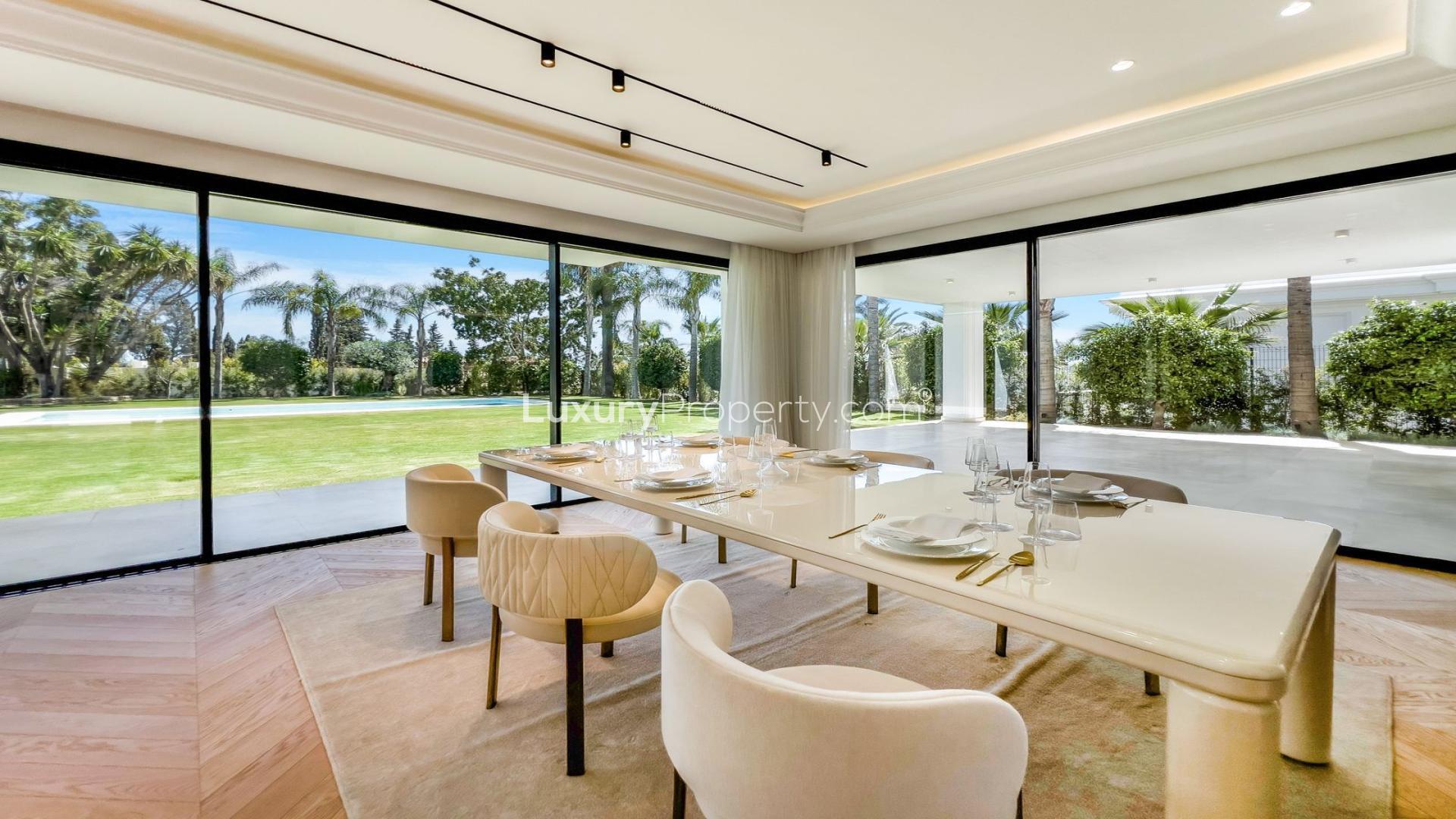 Modern living room in luxury villa, Lomas de Marbella Club, Golden Mile, spacious and bright