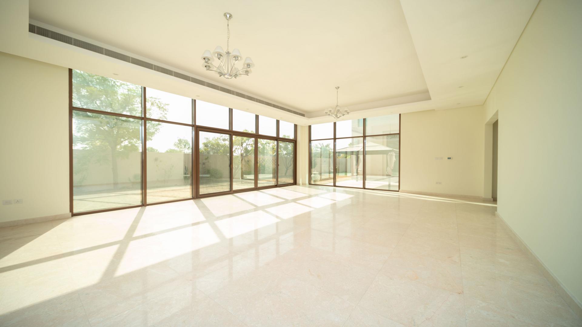 Front entrance of single row villa in Meydan Gated Community for rent